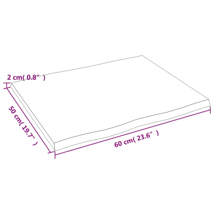 Stalviršis, 60x50x2cm, ąžuolo medienos masyvas, su gyvu kraštu