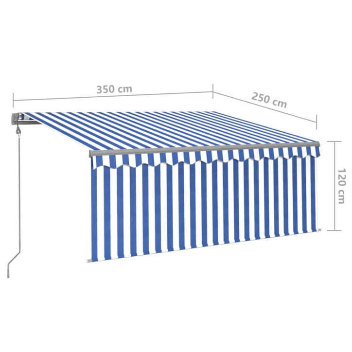 Automatiniu būdu ištraukiama markizė, mėlyna ir balta, 3,5x2,5m