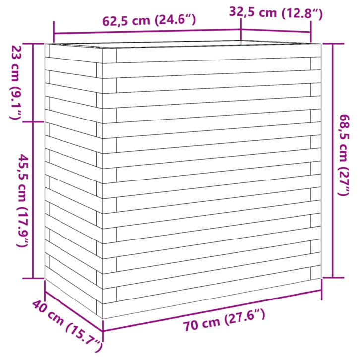 Sodo lovelis, 70x40x68,5cm, impregnuota pušies mediena