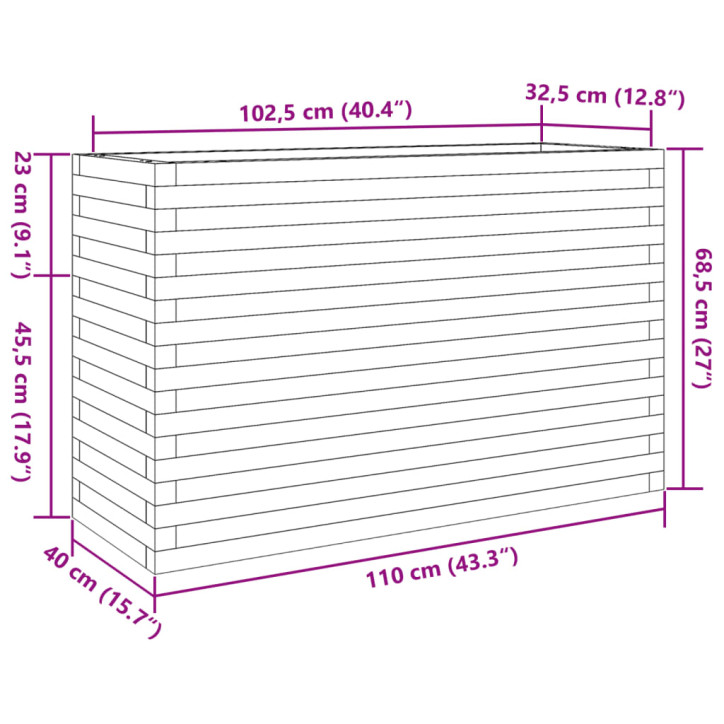 Sodo lovelis, baltas, 110x40x68,5cm, pušies medienos masyvas