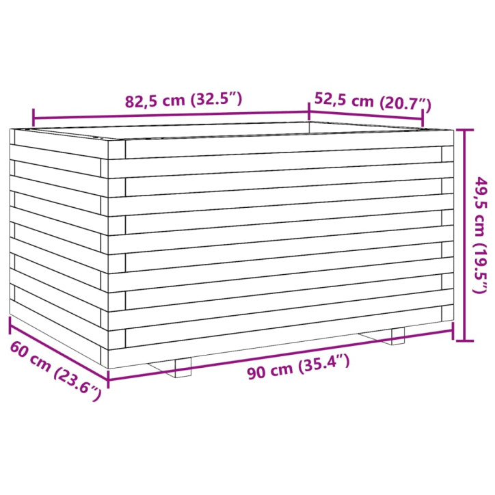 Sodo lovelis, baltas, 90x60x49,5cm, pušies medienos masyvas