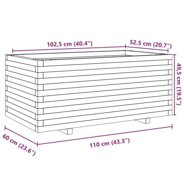 Sodo lovelis, 110x60x49,5cm, impregnuota pušies mediena