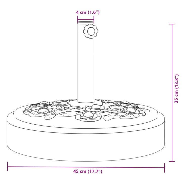 Skėčio nuo saulės pagrindas 38/48mm skersmens stulpams, 25kg