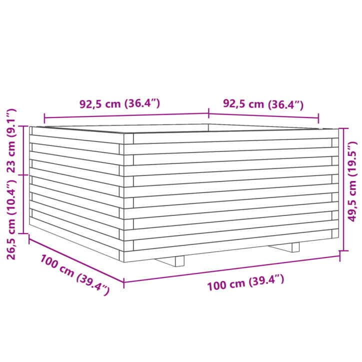 Sodo lovelis, 100x100x49,5cm, impregnuota pušies mediena