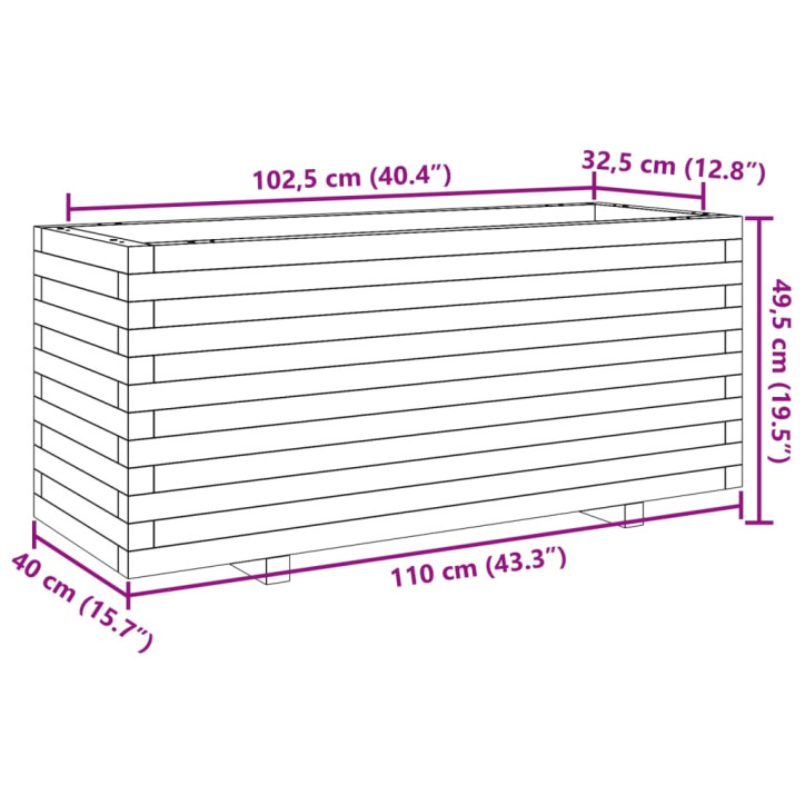 Sodo lovelis, baltas, 110x40x49,5cm, pušies medienos masyvas