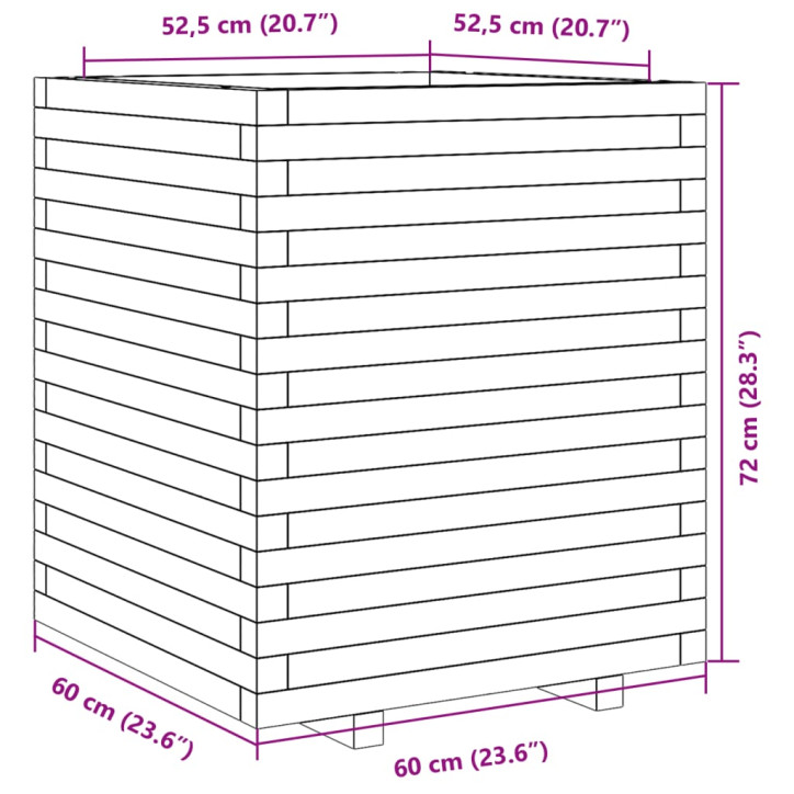 Sodo lovelis, 60x60x72cm, impregnuota pušies mediena