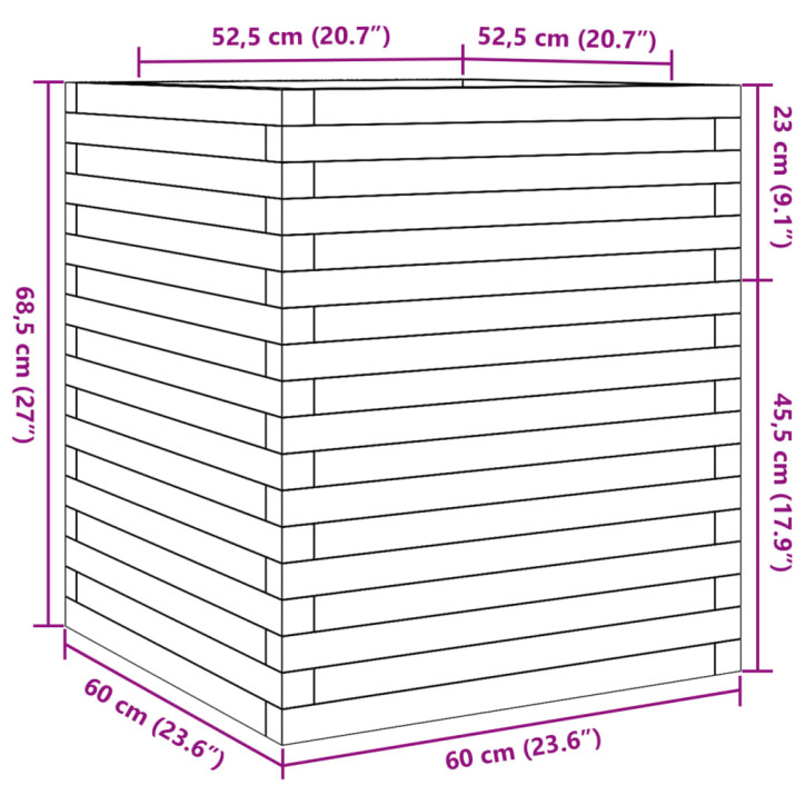 Sodo lovelis, 60x60x68,5cm, impregnuota pušies mediena