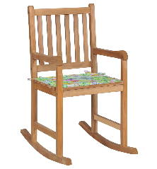 Supama kėdė su lapų raštų pagalvėle, tikmedžio medienos masyvas