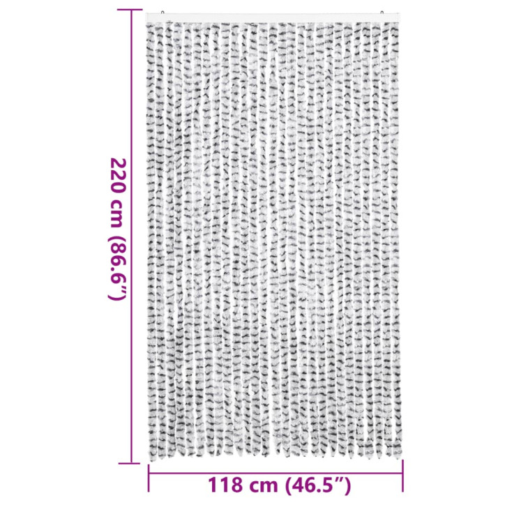 Užuolaida nuo musių, šviesiai/tamsiai pilka, 118x220cm, šenilis