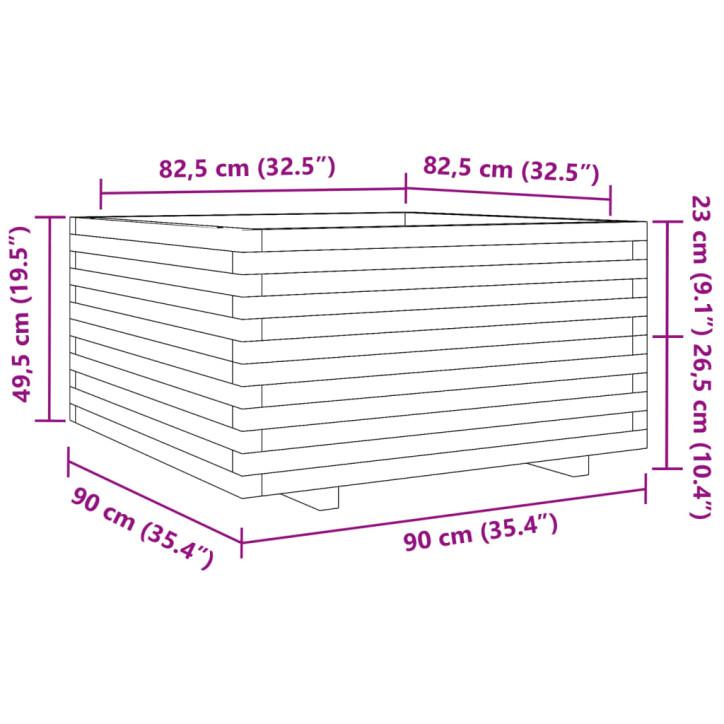 Sodo lovelis, 90x90x49,5cm, pušies medienos masyvas