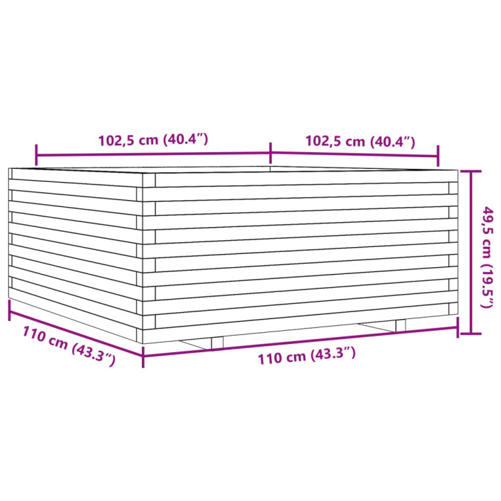 Sodo lovelis, 110x110x49,5cm, impregnuota pušies mediena