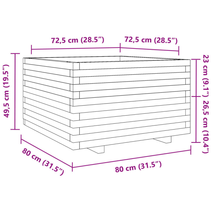 Sodo lovelis, 80x80x49,5cm, pušies medienos masyvas