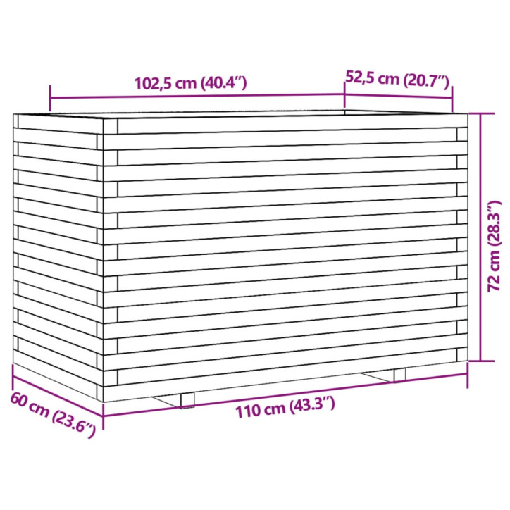 Sodo lovelis, 110x60x72cm, impregnuota pušies mediena