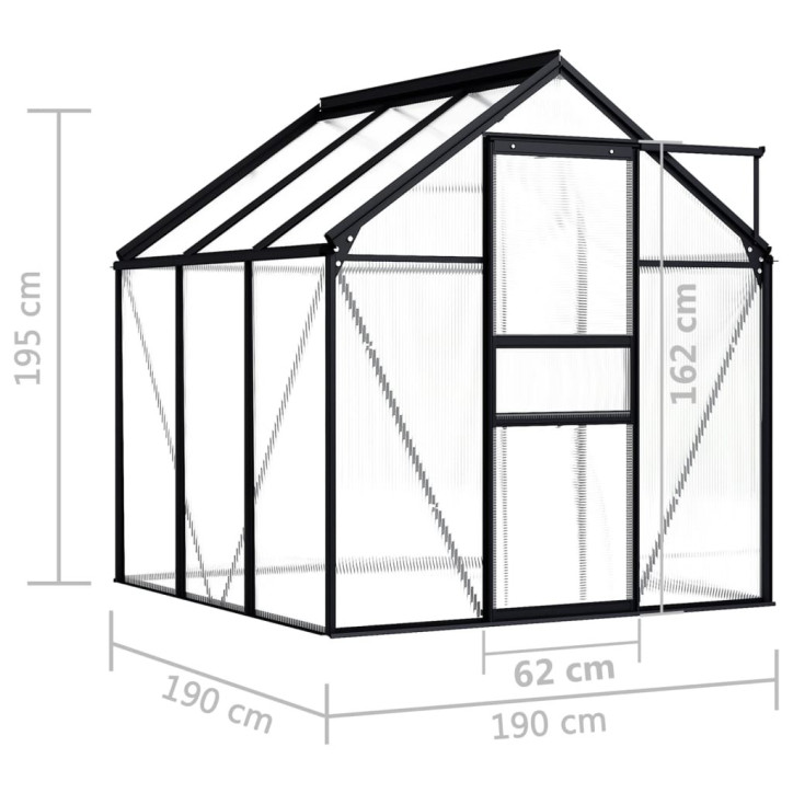 Šiltnamis, antracito spalvos, 3,61m², aliuminis