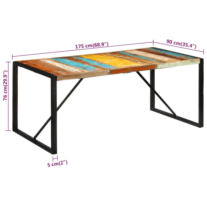 Valgomojo stalas, 175x90x76cm, perdirbtos medienos masyvas