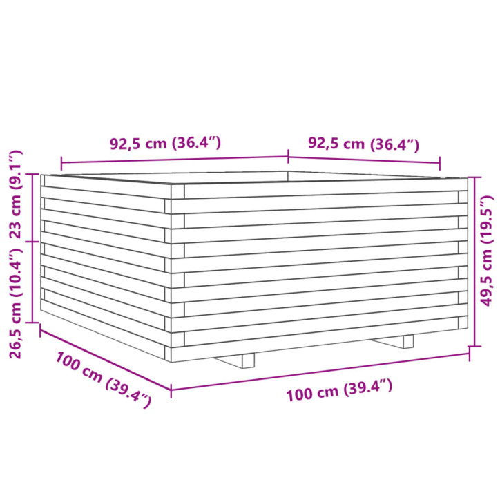 Sodo lovelis, 100x100x49,5cm, douglas eglės medienos masyvas