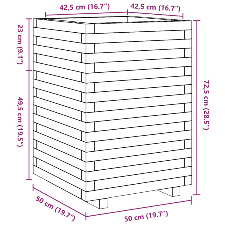 Sodo lovelis, baltas, 50x50x72,5cm, pušies medienos masyvas