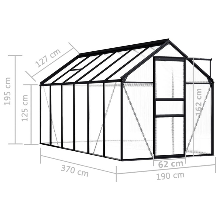 Šiltnamis, antracito spalvos, aliuminis, 7,03m²