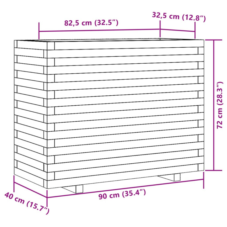 Sodo lovelis, 90x40x72cm, impregnuota pušies mediena