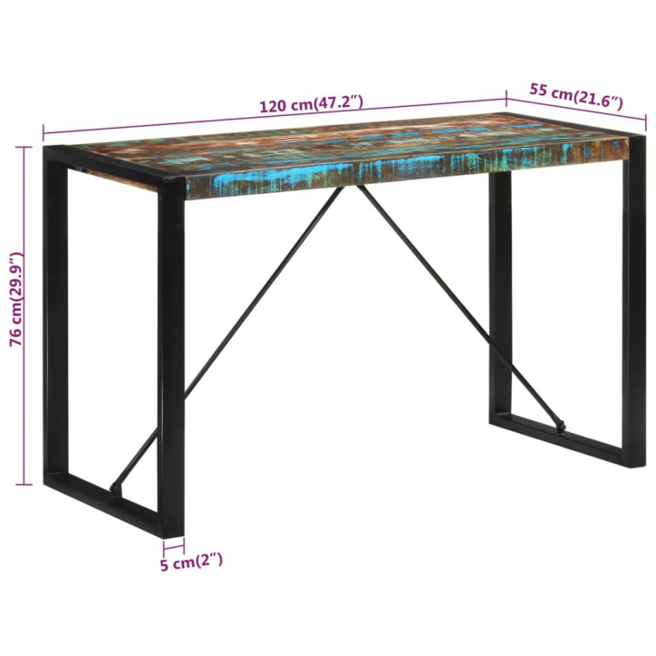 Valgomojo stalas, 120x55x76cm, perdirbtos medienos masyvas