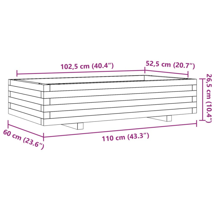 Sodo lovelis, baltas, 110x60x26,5cm, pušies medienos masyvas