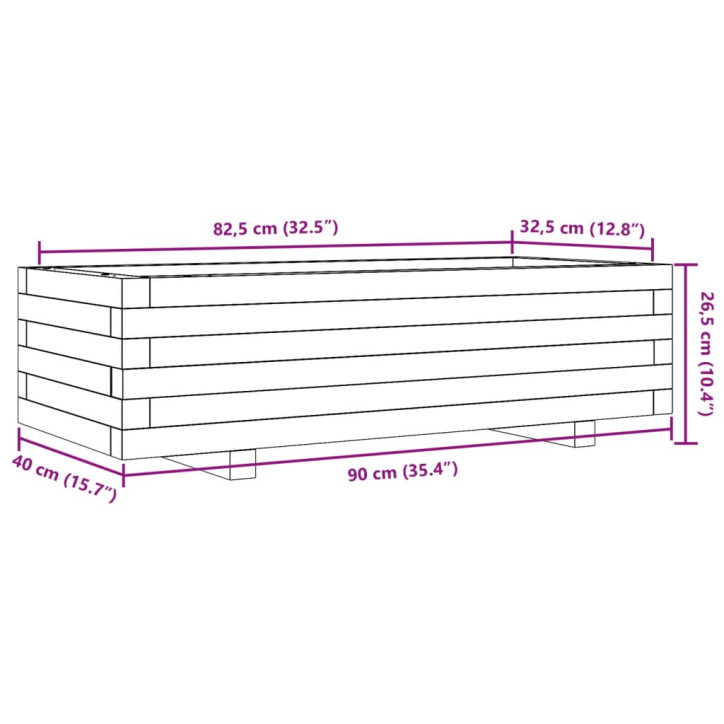 Sodo lovelis, baltas, 90x40x26,5cm, pušies medienos masyvas