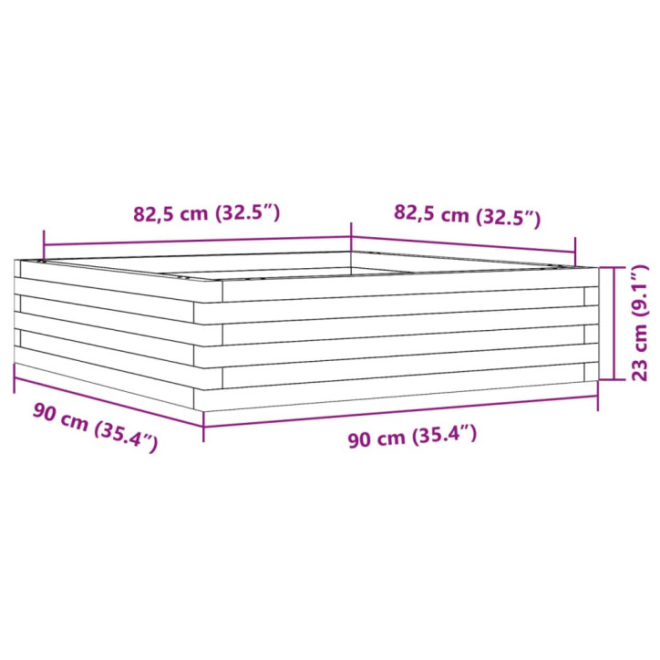 Sodo lovelis, baltas, 90x90x23cm, pušies medienos masyvas