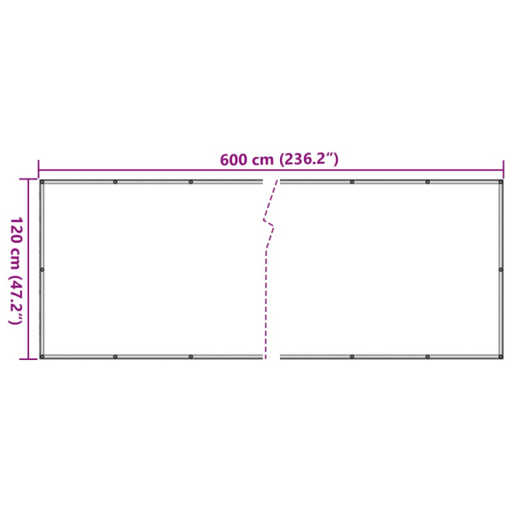 Privatumo suteikianti sodo pertvara, pilka, 600x120m, PVC