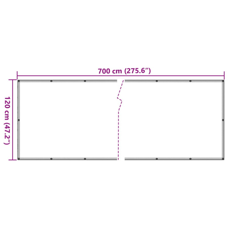 Privatumo suteikianti sodo pertvara, pilka, 700x120m, PVC