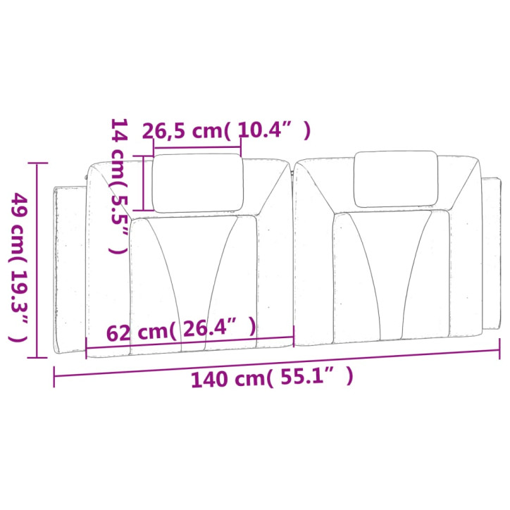 Galvūgalio pagalvėlė, balta ir juoda, 140cm, dirbtinė oda