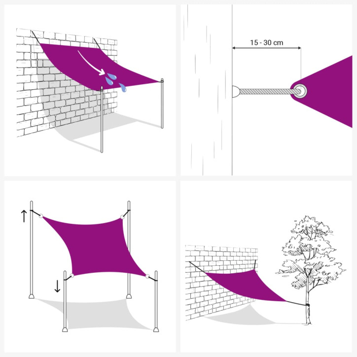 Burė nuo saulės, juoda, 7x5x5m, 100% oksfordo poliesteris