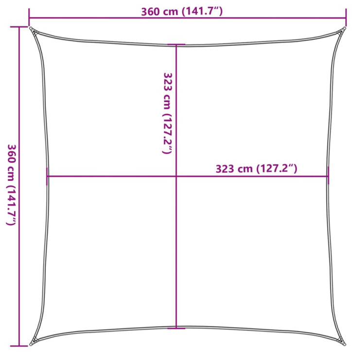 Burė nuo saulės, smėlio, 3,6x3,6m, 100% oksfordo poliesteris