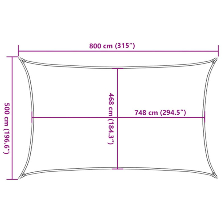 Burė nuo saulės, pilka, 8x5m, 100% oksfordo poliesteris