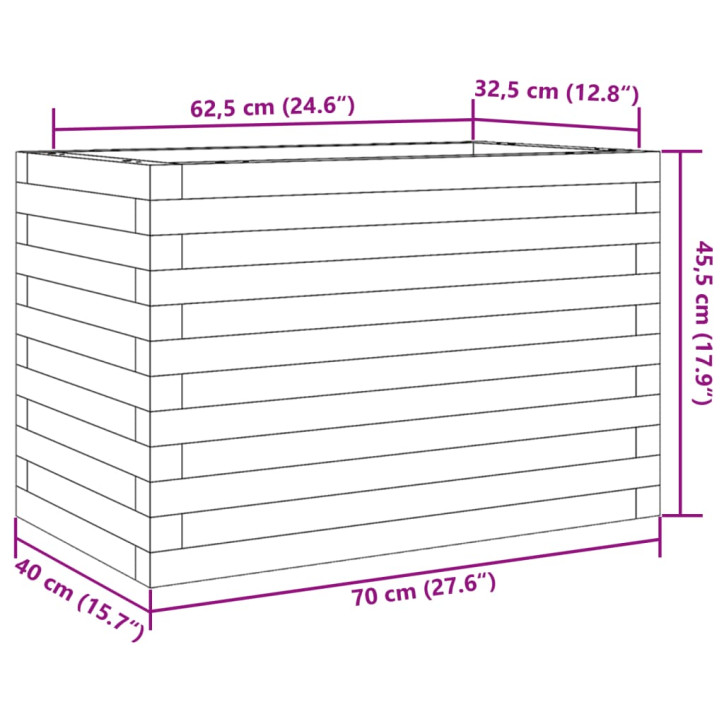 Sodo lovelis, baltas, 70x40x45,5cm, pušies medienos masyvas