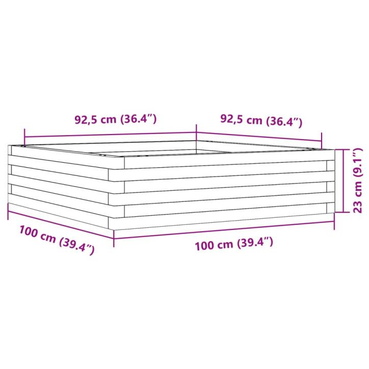 Sodo lovelis, baltas, 100x100x23cm, pušies medienos masyvas