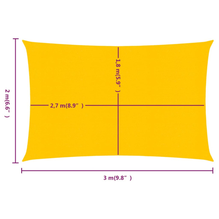 Burė nuo saulės, geltonos spalvos, 2x3m, HDPE, 160g/m²