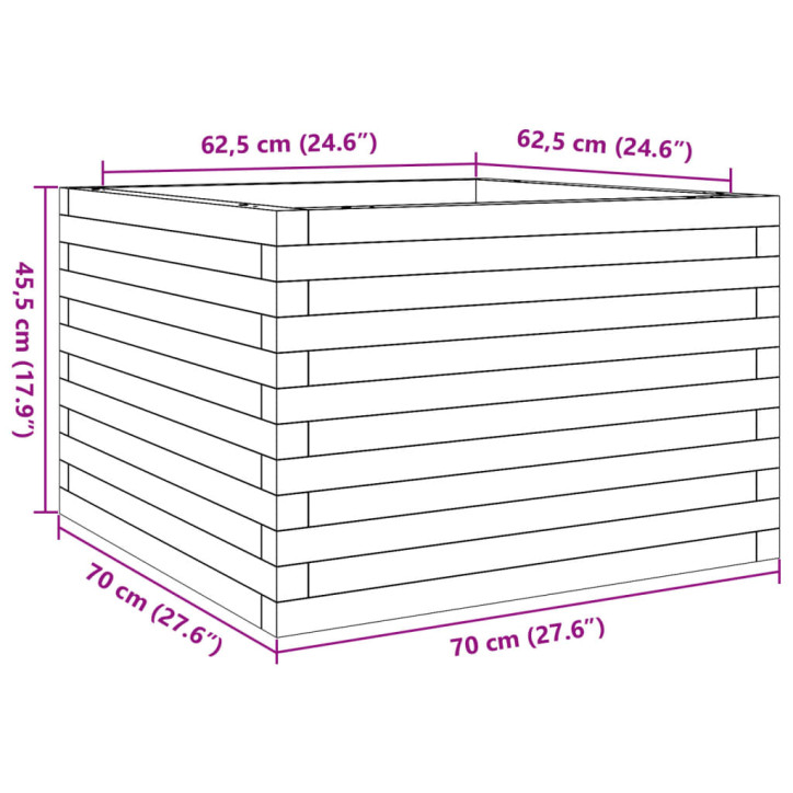 Sodo lovelis, baltas, 70x70x45,5cm, pušies medienos masyvas