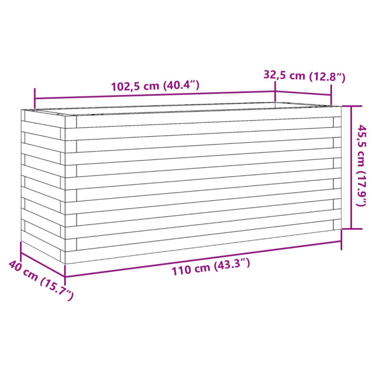 Sodo lovelis, 110x40x45,5cm, impregnuota pušies mediena