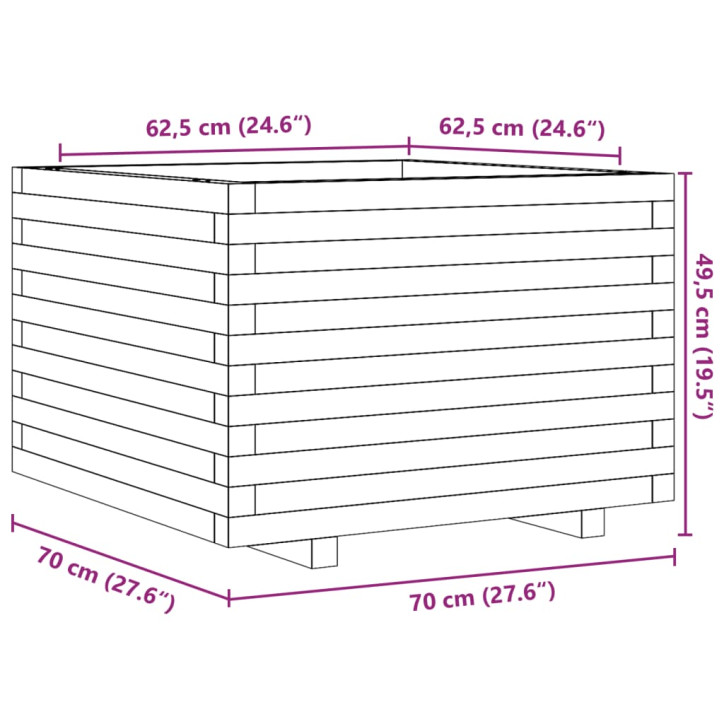 Sodo lovelis, 70x70x49,5cm, douglas eglės medienos masyvas