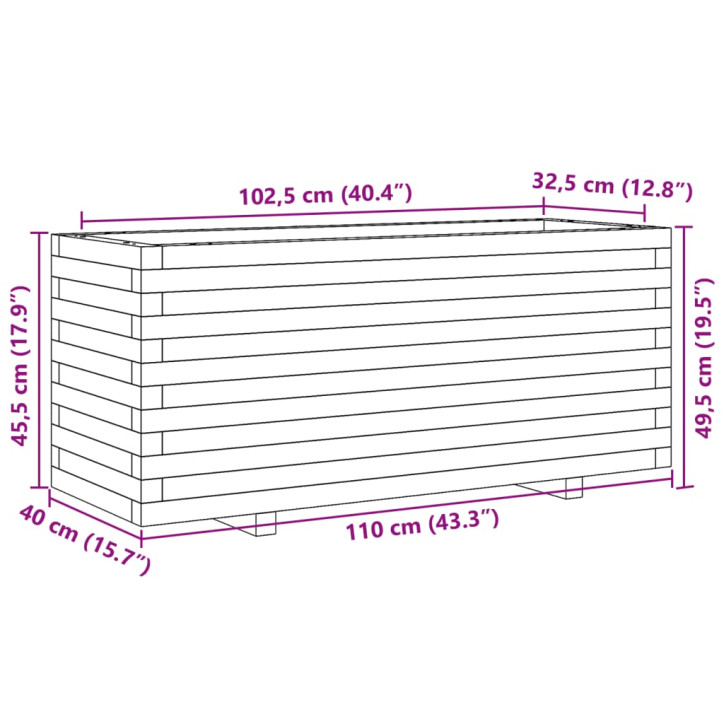 Sodo lovelis, baltas, 110x40x49,5cm, pušies medienos masyvas