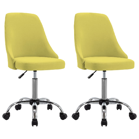 Biuro kėdės su ratukais, 2vnt., geltonos, audinys (323233)