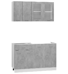 Virtuvės spintelių komplektas, 4d., betono pilkos spalvos, fanera