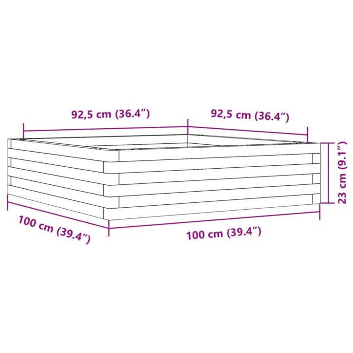 Sodo lovelis, 100x100x23cm, pušies medienos masyvas