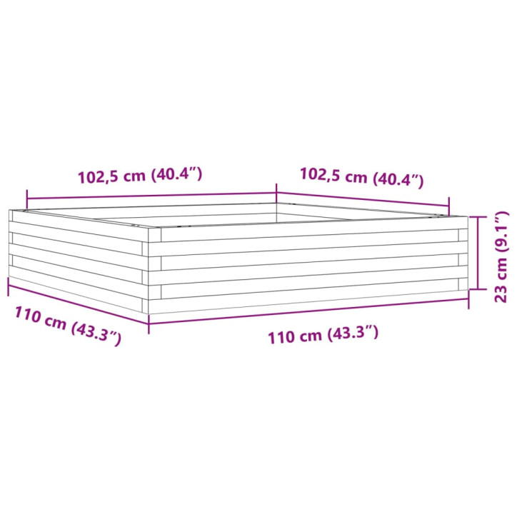 Sodo lovelis, 110x110x23cm, impregnuota pušies mediena