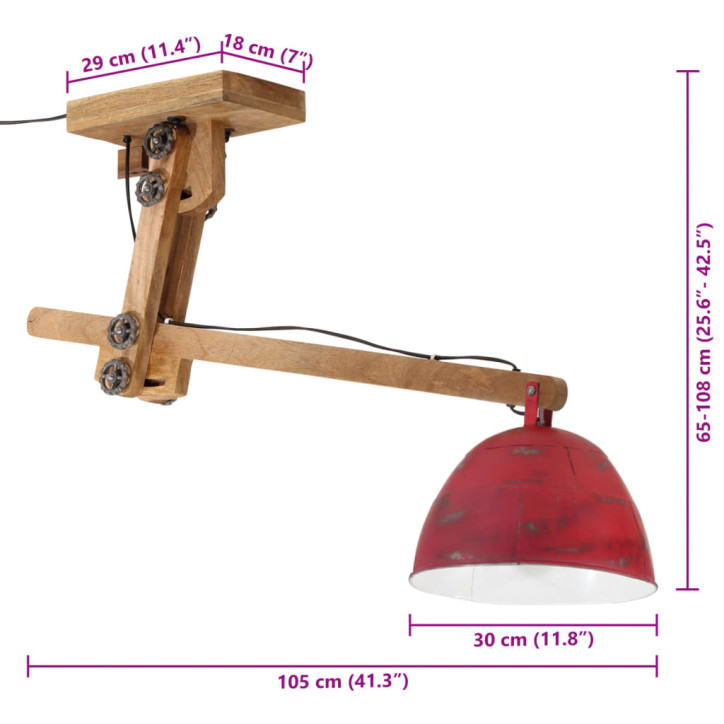 Lubinis šviestuvas, raudonas, 105x30x65-108cm, 25W, E27