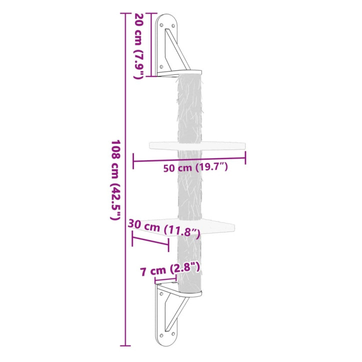 Draskyklė katėms su draskymo stovu, šviesiai pilka, 108cm