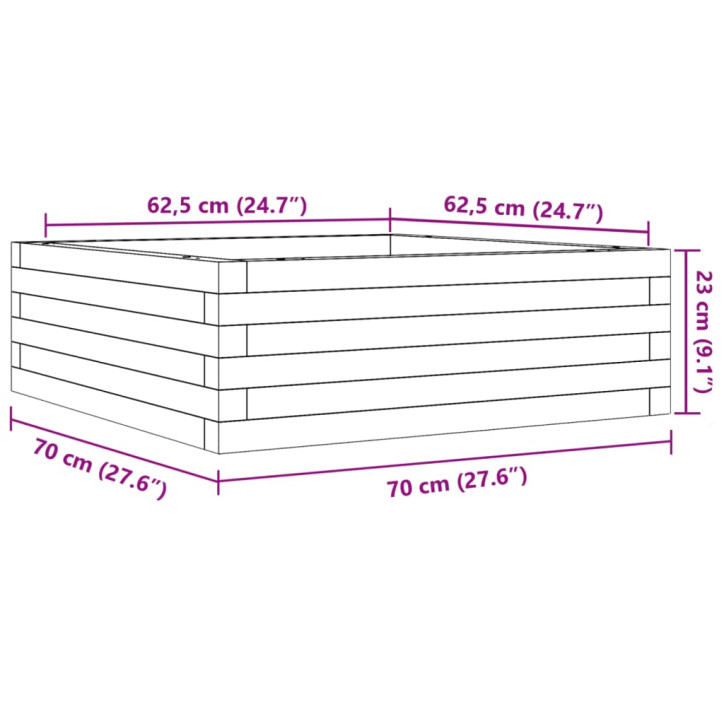 Sodo lovelis, 70x70x23cm, impregnuota pušies mediena