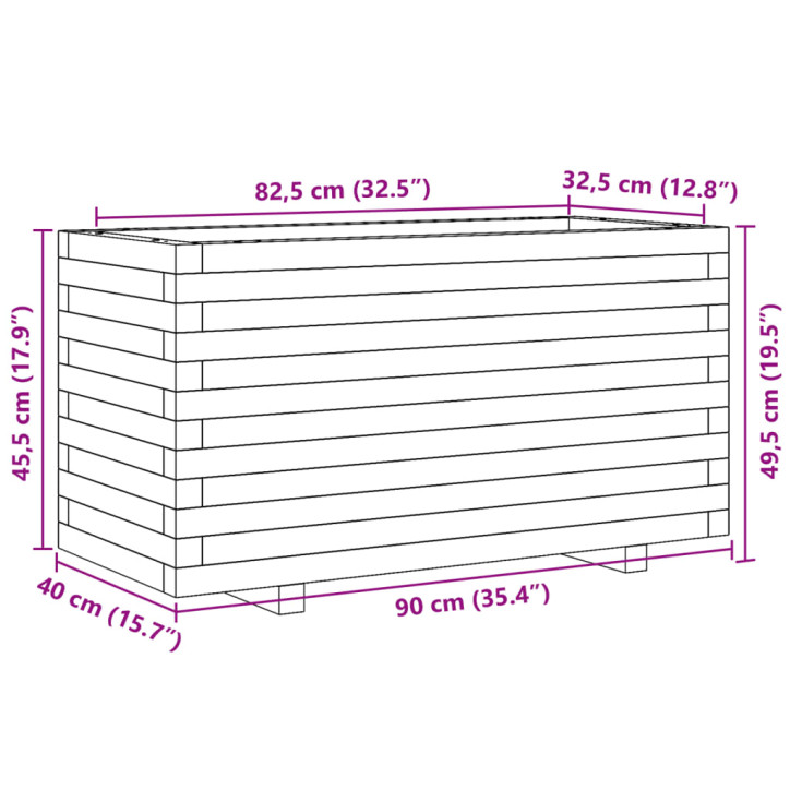 Sodo lovelis, 90x40x49,5cm, impregnuota pušies mediena