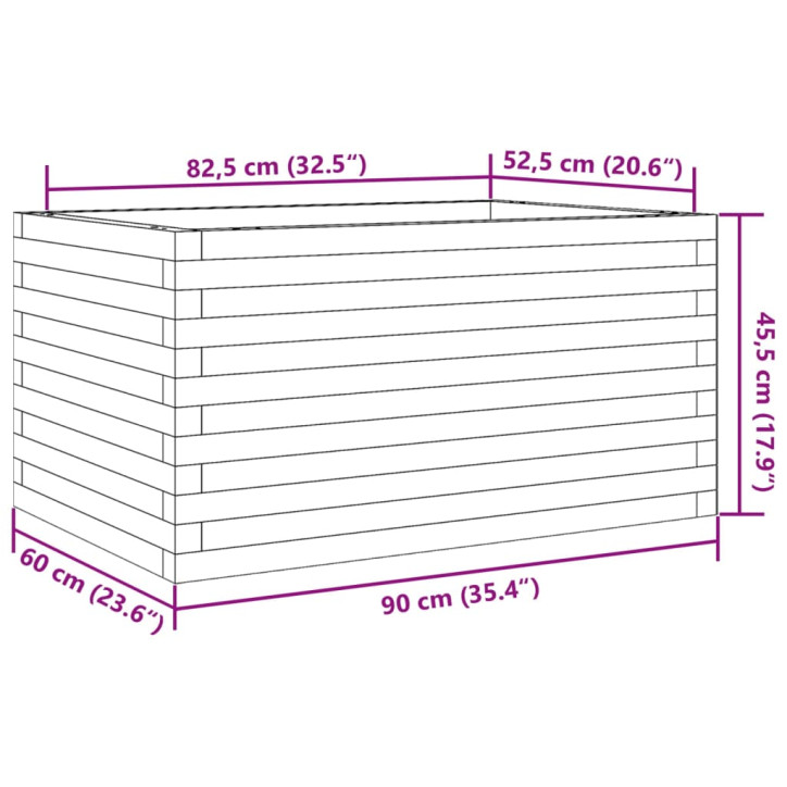 Sodo lovelis, baltas, 90x60x45,5cm, pušies medienos masyvas