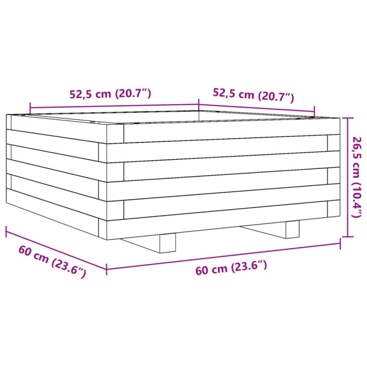 Sodo lovelis, 60x60x26,5cm, impregnuota pušies mediena